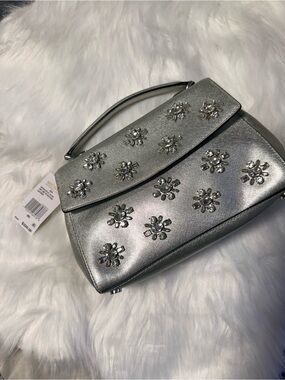 MICHAEL Michael Kors Silver Crystal-Embellished Top-Handle Satchel